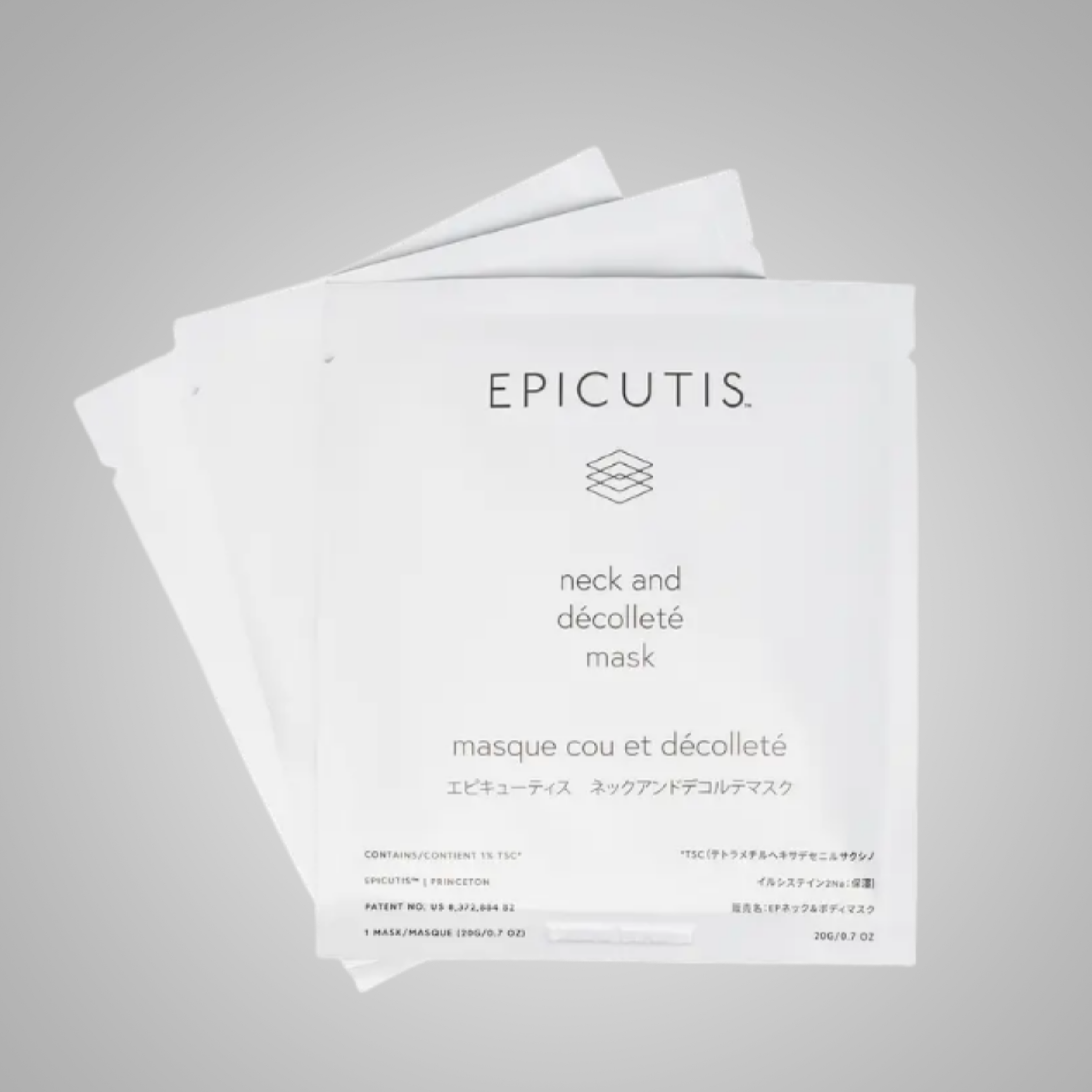 Picture of Epicutis Recovery Mask sheets for Neck & Decollete enclosed in package